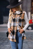 Plaid Button Up Vest Coat - Trendsi - Flyclothing LLC