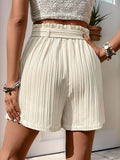 Textured High Waist Shorts with Pockets - Trendsi