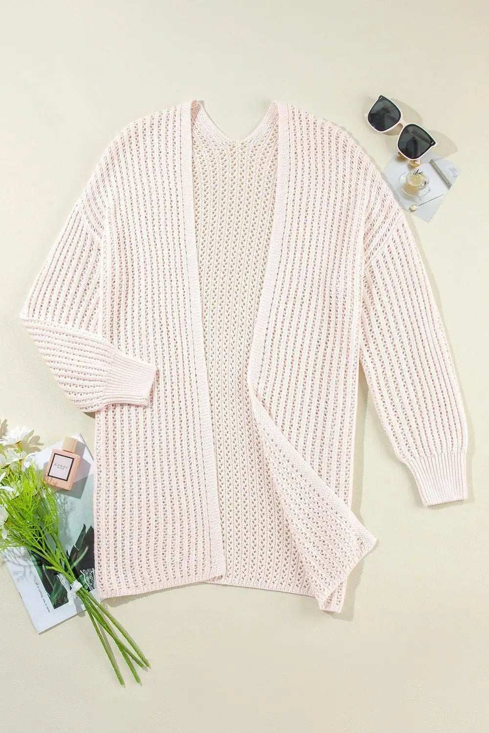 Open Front Long Sleeve Cardigan - Trendsi - Flyclothing LLC