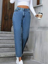 Pocketed Straight Leg Jeans - Trendsi - Flyclothing LLC