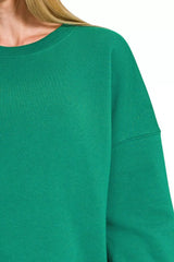 Zenana Fleece Hi-low Boyfriend Sweatshirts With Pockets - Trendsi - Flyclothing LLC
