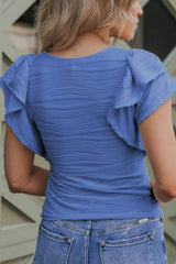 Textured Round Neck Cap Sleeve Top - Trendsi - Flyclothing LLC