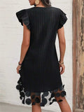 Ruffled V-Neck Cap Sleeve Dress - Trendsi - Flyclothing LLC