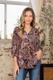 Sew In Love Paisley Print V-Neck Top - Trendsi