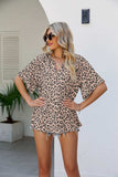Leopard Notched Half Sleeve Blouse - Trendsi - Flyclothing LLC