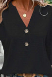 Eyelet Notched Long Sleeve T-Shirt - Trendsi - Flyclothing LLC