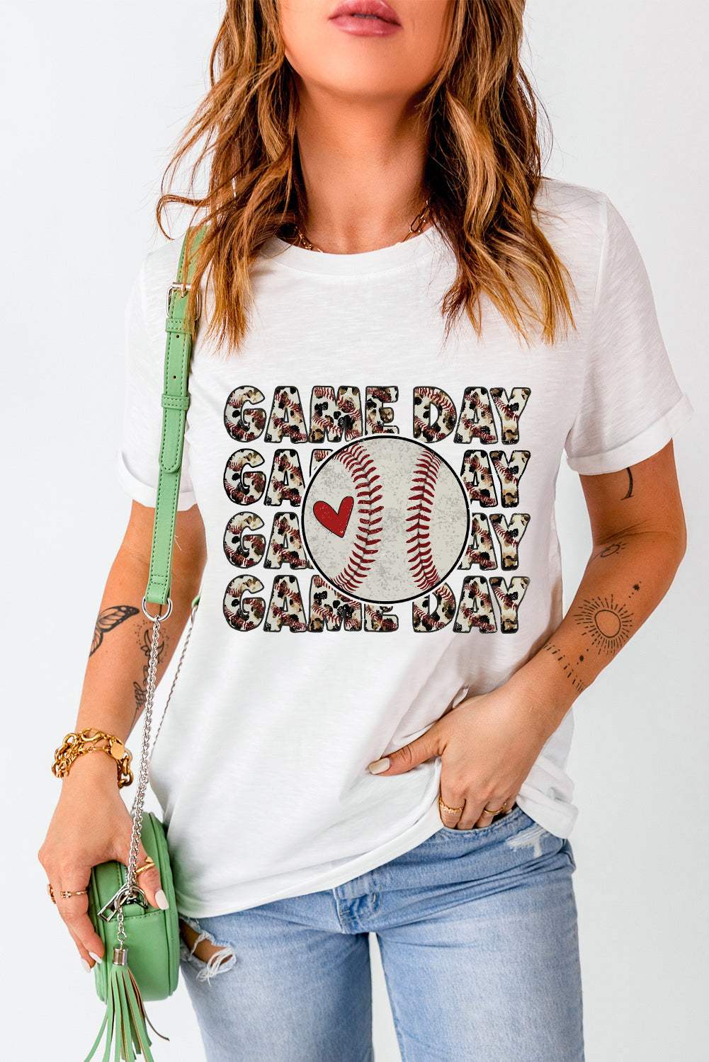 GAME DAY Round Neck Short Sleeve T-Shirt - Trendsi - Flyclothing LLC