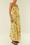 Printed Square Neck Maxi Cami Dress - Trendsi