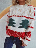 Christmas Tree Mock Neck Long Sleeve Sweater - Trendsi - Flyclothing LLC