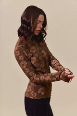 SO ME Stretched Jacquard Casual Tops with Thumb Opening - Trendsi - Flyclothing LLC