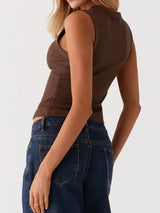 Lovelet Button Up Round Neck Tank - Trendsi - Flyclothing LLC