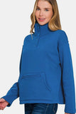 Zenana Turtleneck Half Snap Fleece Sweatshirt - Trendsi - Flyclothing LLC