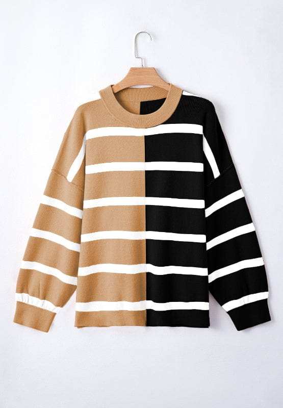Contrast Striped Long Sleeve Sweatshirt - Trendsi - Flyclothing LLC