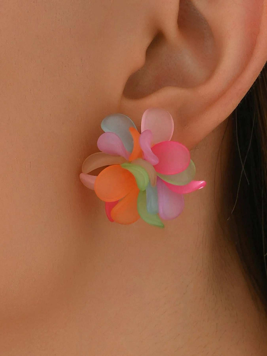Acrylic Colorful Flower Stud Earrings - Trendsi - Flyclothing LLC