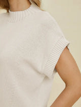 Double Take Full Size Mock Neck Short Sleeve Sweater - Trendsi - Flyclothing LLC