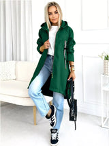Full Size Zip Up Longline Hooded Outerwear Plus Size - Trendsi - Flyclothing LLC