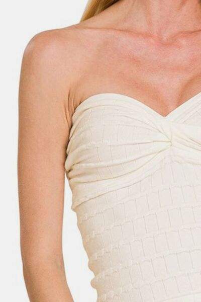 Zenana Ruched Twisted Sweetheart Neck Top - Trendsi - Flyclothing LLC
