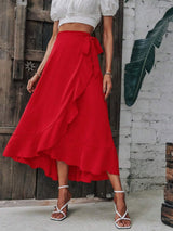 Tied Ruffled Midi Skirt - Trendsi - Flyclothing LLC