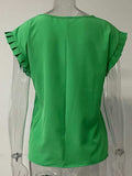 Ruffled Round Neck Cap Sleeve Blouse - Trendsi - Flyclothing LLC