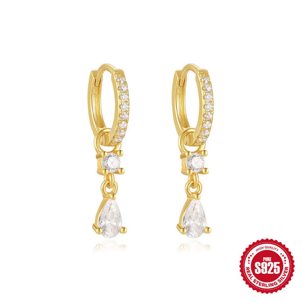 S925 Sterling Silver Kite-Shape Stone Earrings - My Store - Flyclothing LLC