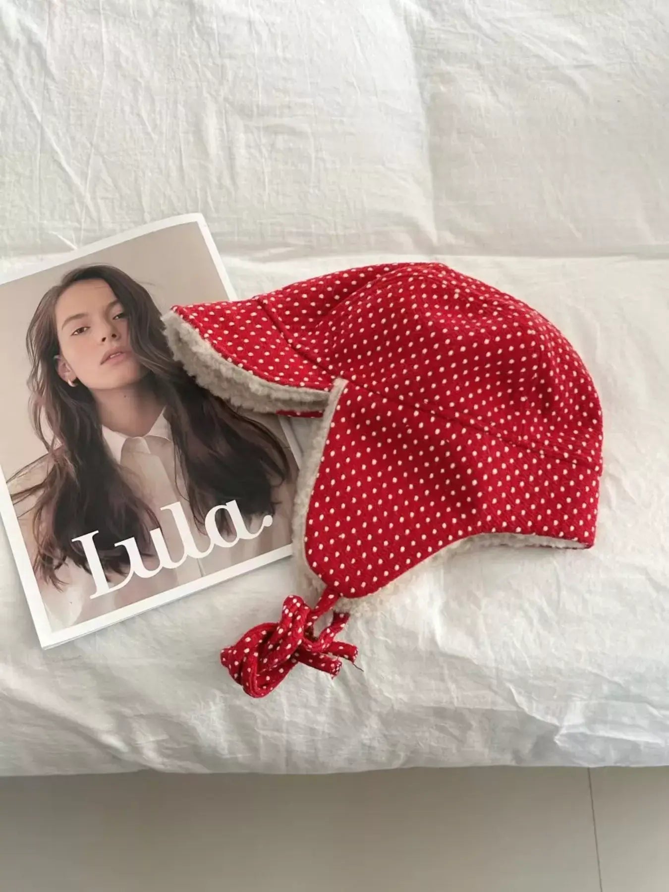 Polka Dot Fleece-Lined Hat - Trendsi - Flyclothing LLC