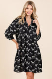 Mittoshop Zebra Print Button Down Shirt Mini Dress - Trendsi