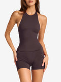 Halter Neck Cami and Shorts Active Set - Trendsi - Flyclothing LLC