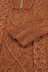 Zip-Up Cable Knit Drop Shoulder Sweater Dress - Trendsi - Flyclothing LLC