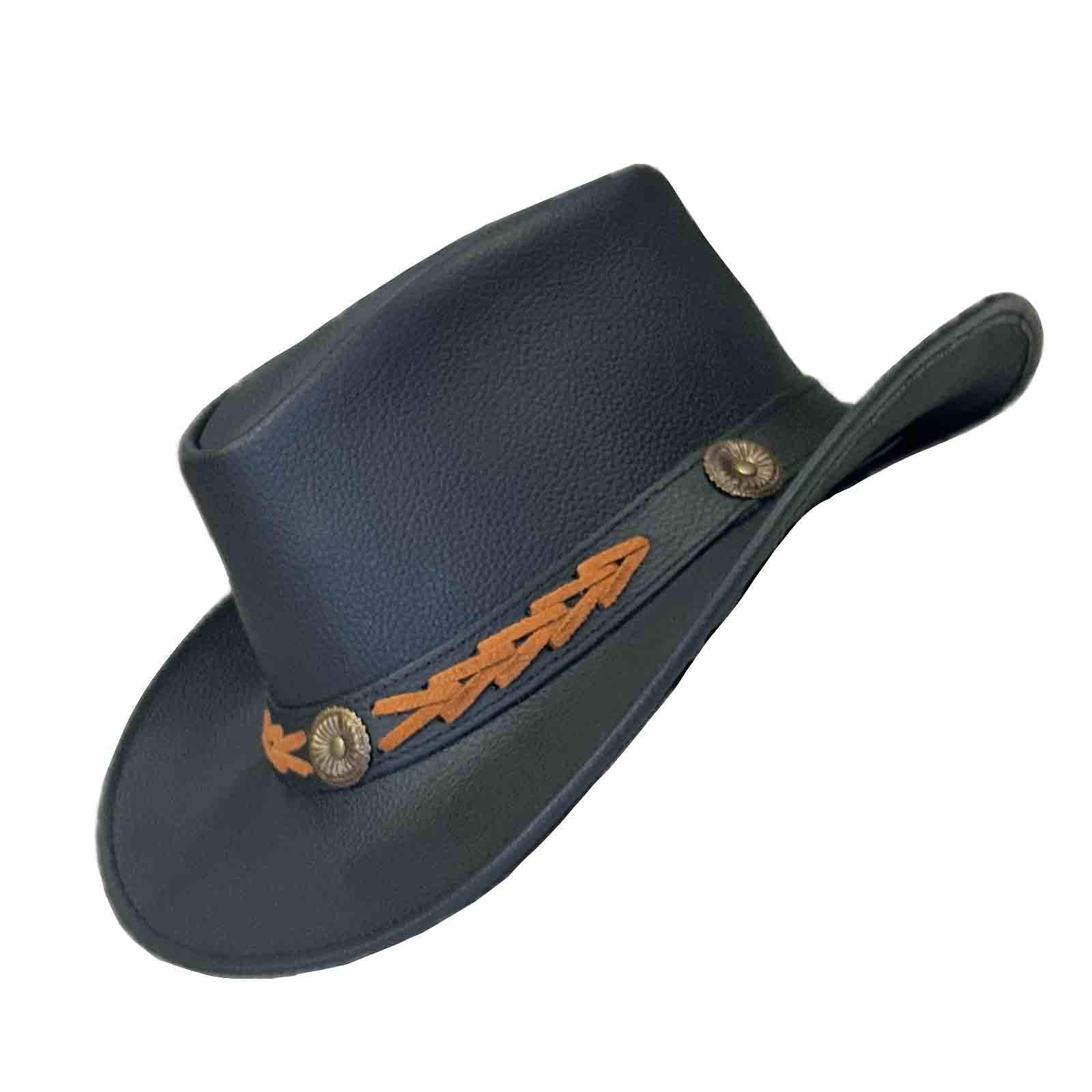 Black Leather Western Hat with Laced Leather Concho Hatband - Rockmount Ranch Wear - Flyclothing LLC