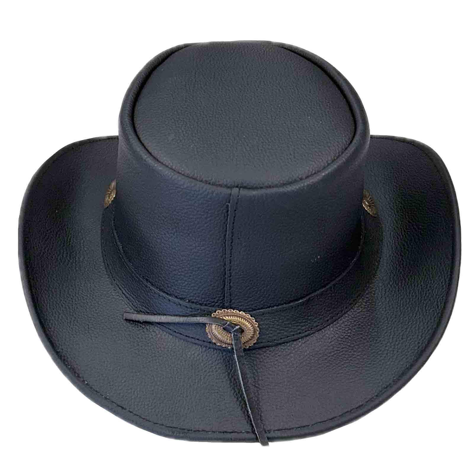 Black Leather Western Hat with Laced Leather Concho Hatband - Rockmount Ranch Wear - Flyclothing LLC