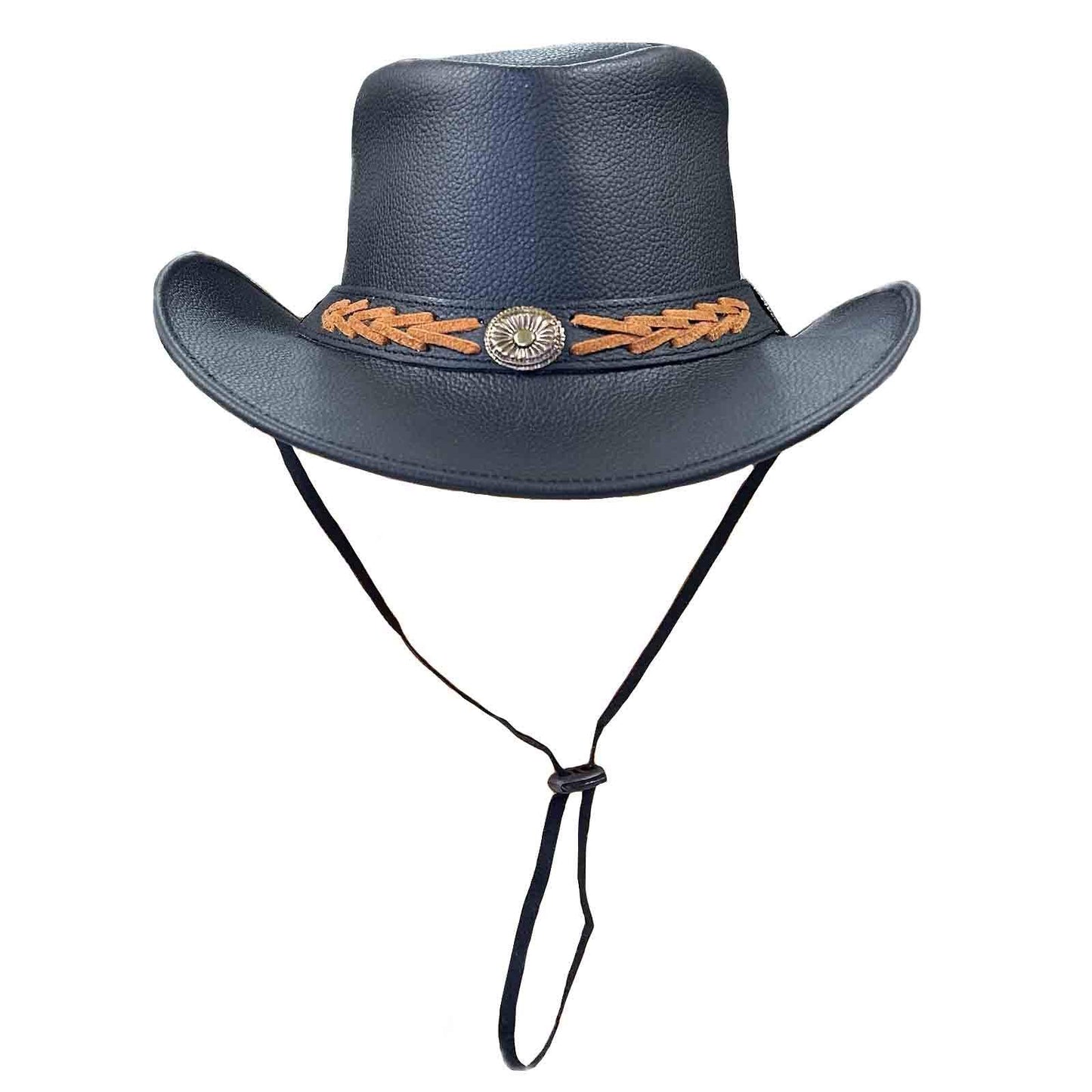 Black Leather Western Hat with Laced Leather Concho Hatband - Rockmount Ranch Wear - Flyclothing LLC
