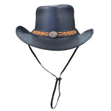 Black Leather Western Hat with Laced Leather Concho Hatband - Rockmount Ranch Wear - Flyclothing LLC