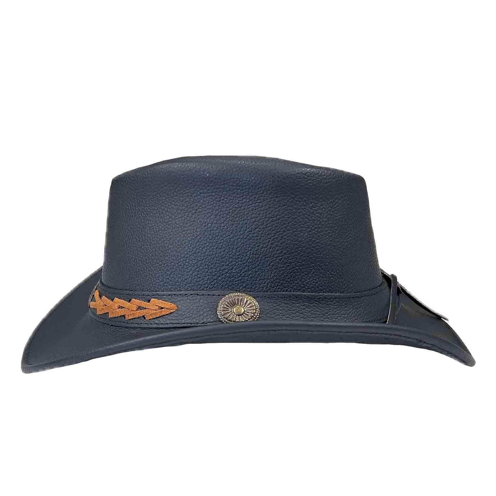 Black Leather Western Hat with Laced Leather Concho Hatband - Rockmount Ranch Wear - Flyclothing LLC