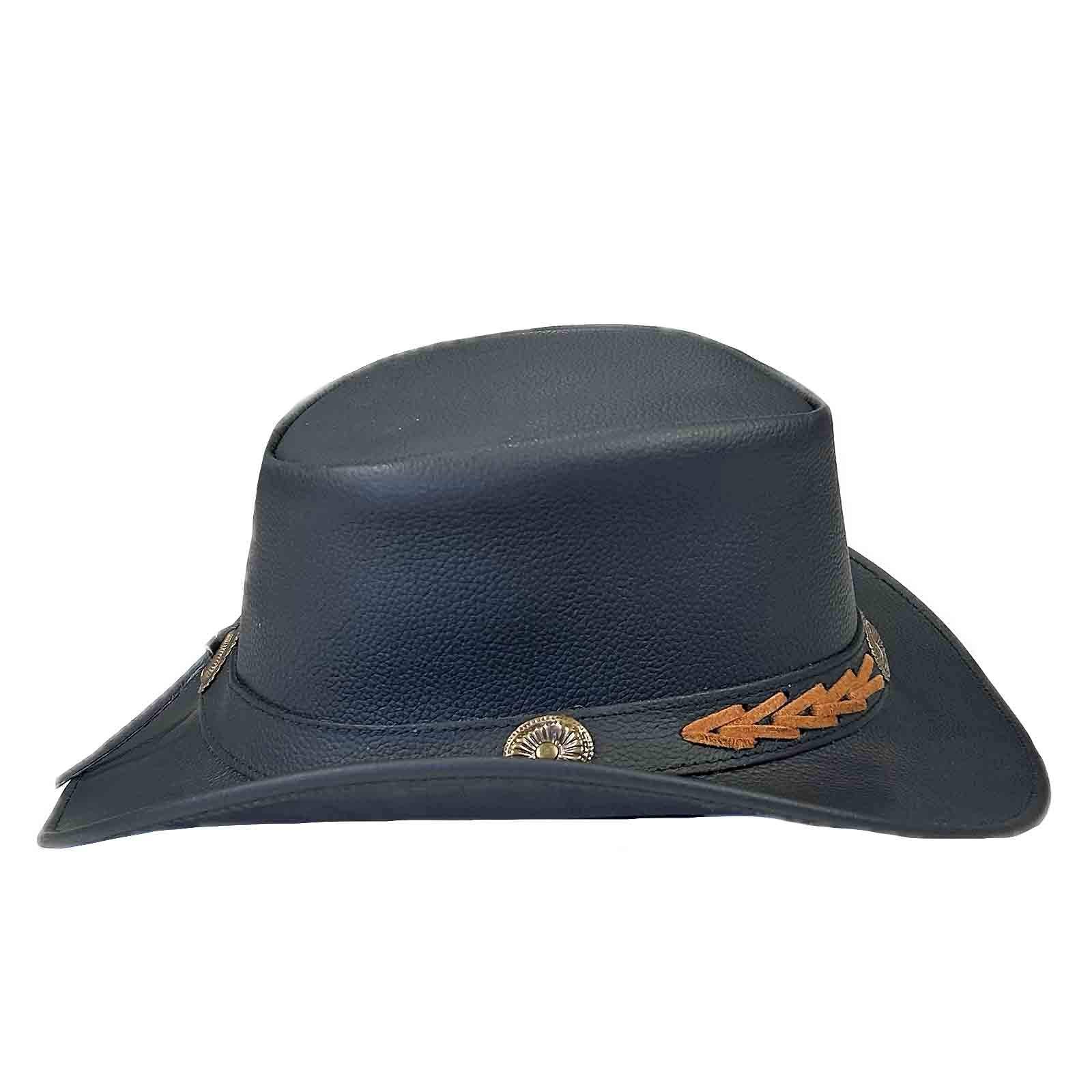 Black Leather Western Hat with Laced Leather Concho Hatband - Rockmount Ranch Wear - Flyclothing LLC