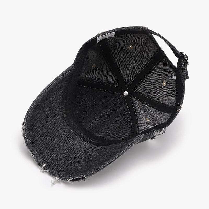Distressed Adjustable Cotton Baseball Cap - Trendsi - Flyclothing LLC