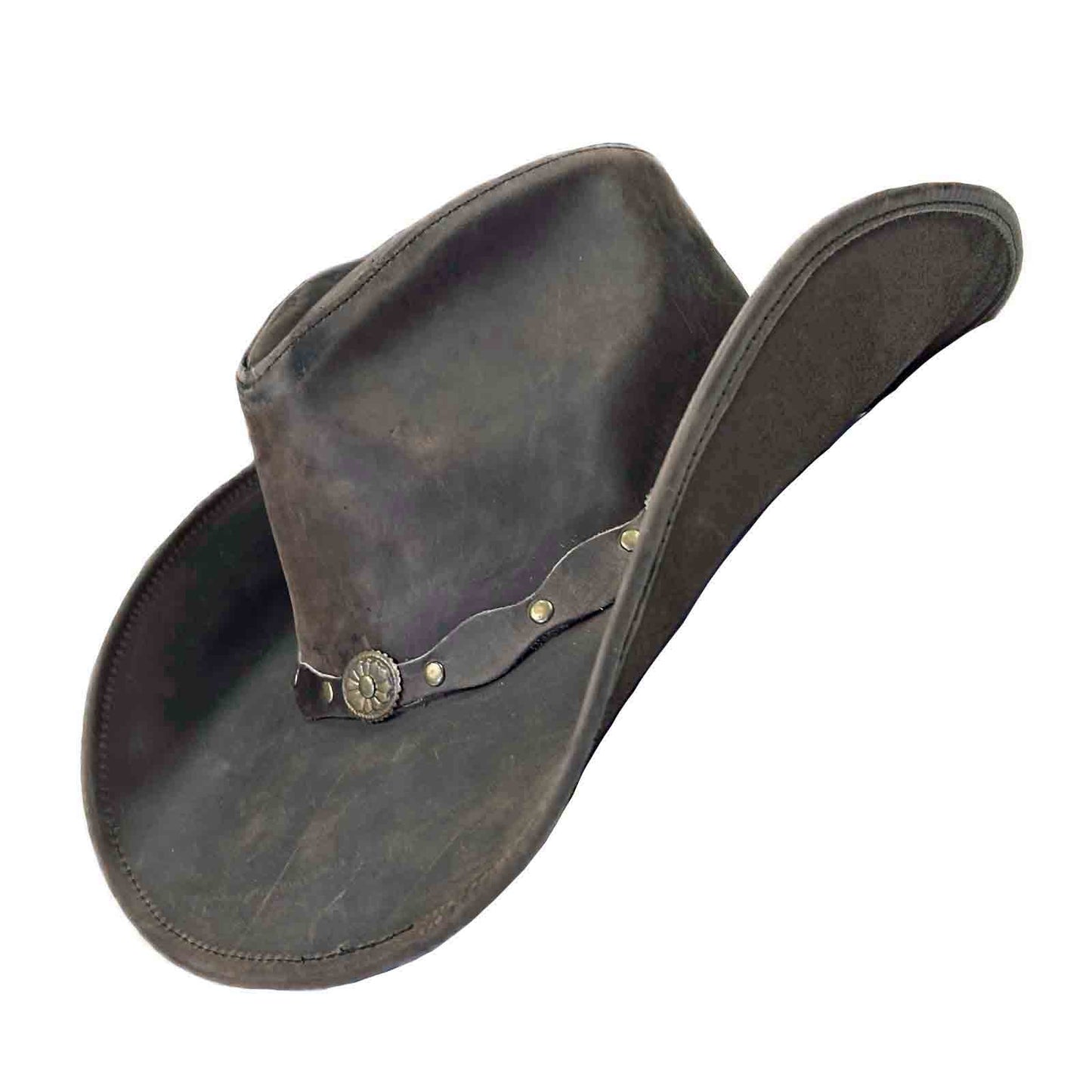Rockmount Ranch Wear Brown Leather Western Hat with Studded Concho Hatband - Rockmount Clothing - Flyclothing LLC