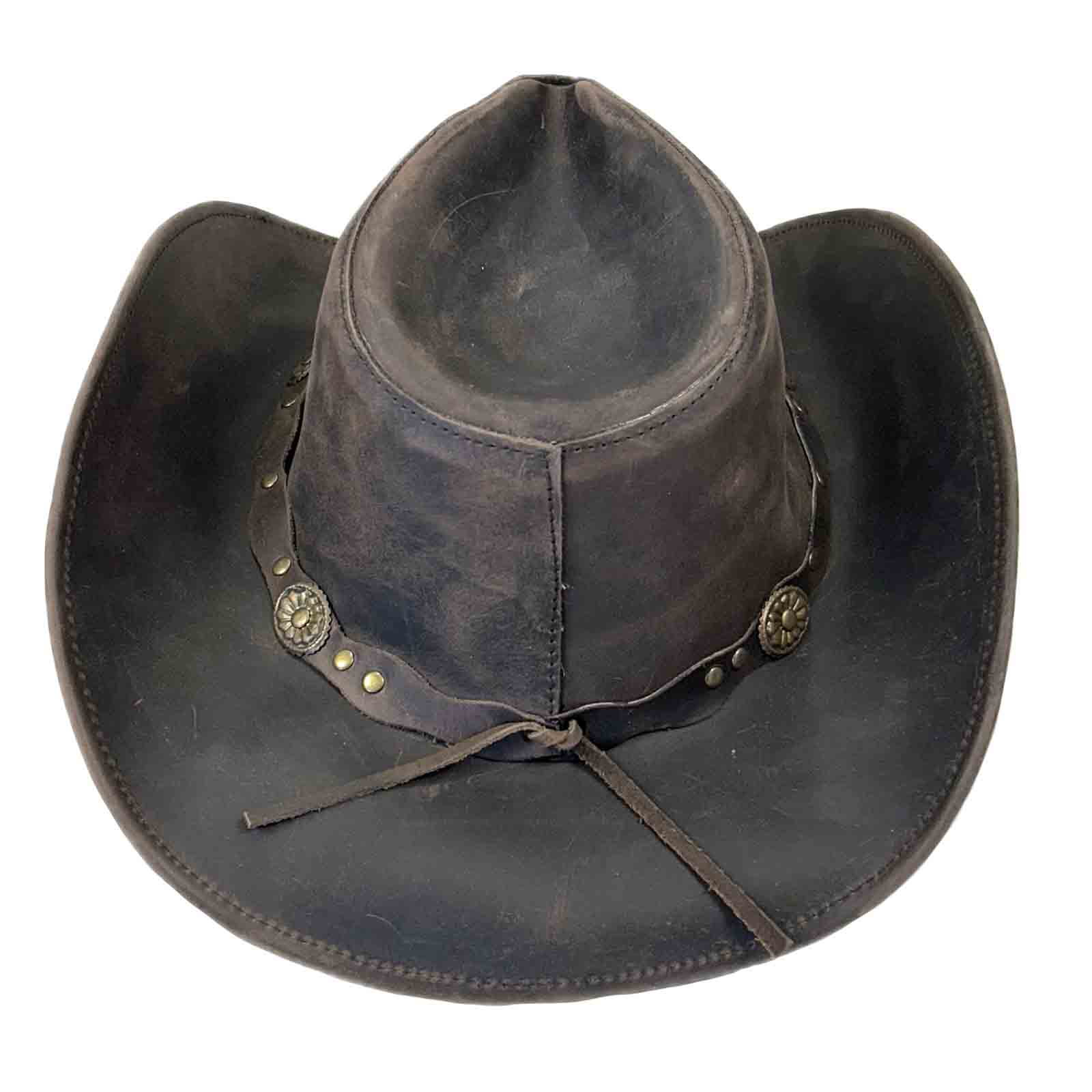Rockmount Ranch Wear Brown Leather Western Hat with Studded Concho Hatband - Rockmount Clothing - Flyclothing LLC