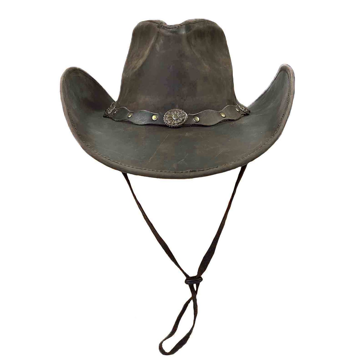 Rockmount Ranch Wear Brown Leather Western Hat with Studded Concho Hatband - Rockmount Clothing - Flyclothing LLC