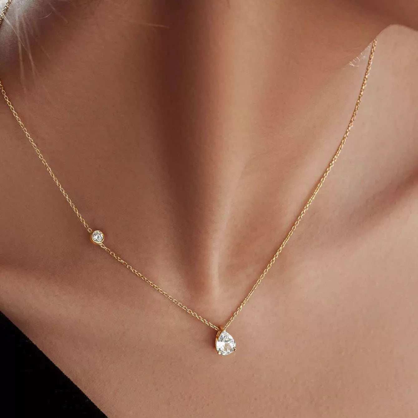 1.25 Carat Moissanite 925 Sterling Silver Teardrop Necklace - Trendsi - Flyclothing LLC