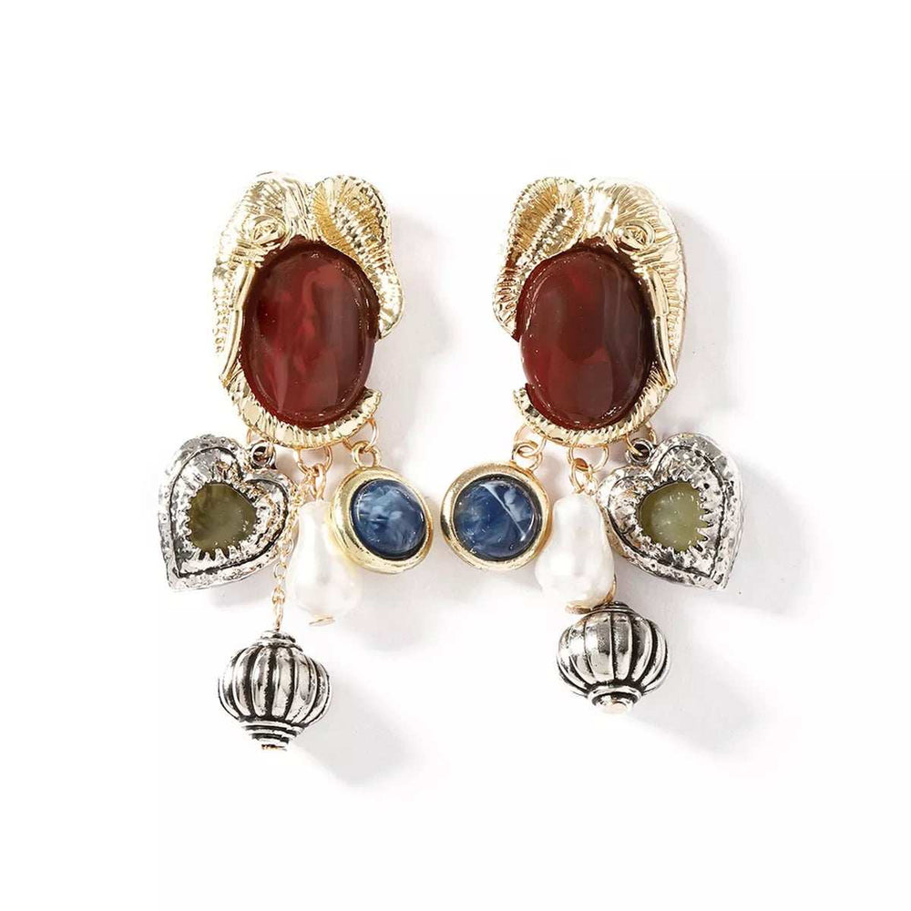 Zinc Alloy Heart Dangle Earrings - Trendsi - Flyclothing LLC