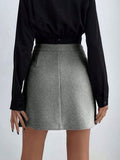 Buttoned Mini Skirt - Trendsi