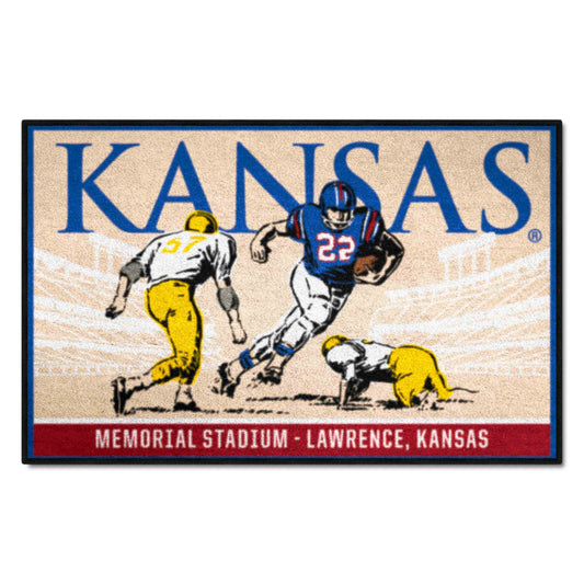 Kansas Jayhawks Starter Mat Accent Rug - 19in. x 30in. Ticket Stub Starter Mat - Kansas