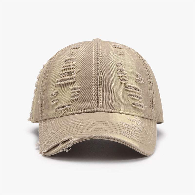 Distressed Adjustable Cotton Baseball Cap - Trendsi - Flyclothing LLC