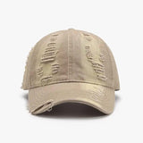 Distressed Adjustable Cotton Baseball Cap - Trendsi