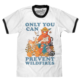 Smokey Bear Only You Can Prevent Wildfires Ringer T-Shirt - White and Black