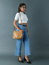 The Croco Satchel- Beige