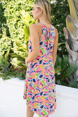 White Birch Full Size Printed Sleeveless Dress with Pockets - Trendsi - Flyclothing LLC