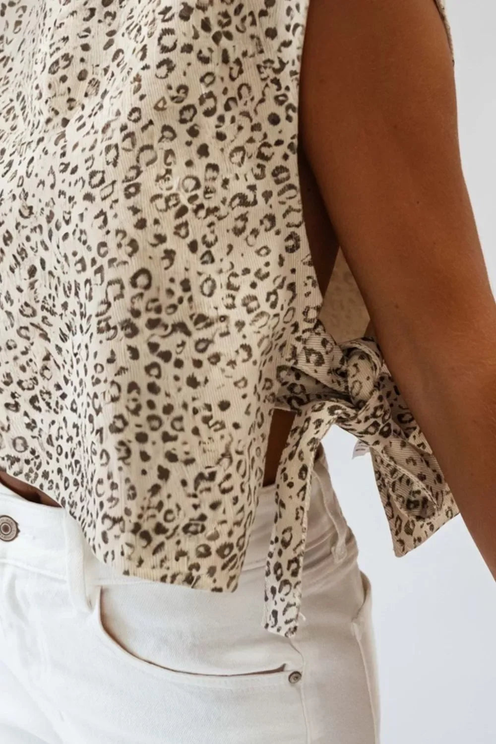 Leopard Print Tie-Side Tank Top - Trendsi - Flyclothing LLC