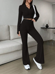 Conjunto de pantalón y camiseta de manga larga con cremallera