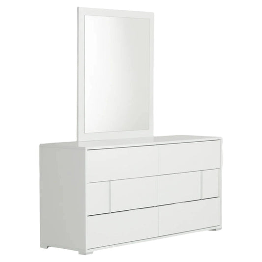 41" White Mdf And Glass Mirror - Homeroots